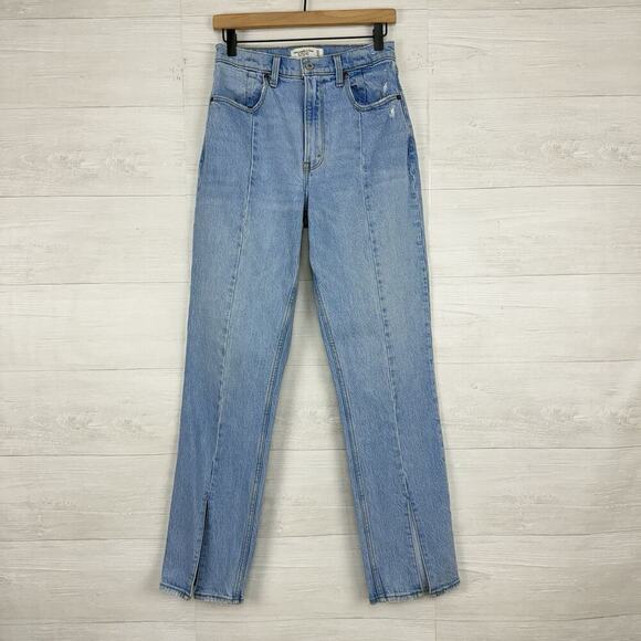 Abercrombie & Fitch Jeans 27 Curve Love 90s Straight Ultra High Rise Split Hem - Picture 15 of 16